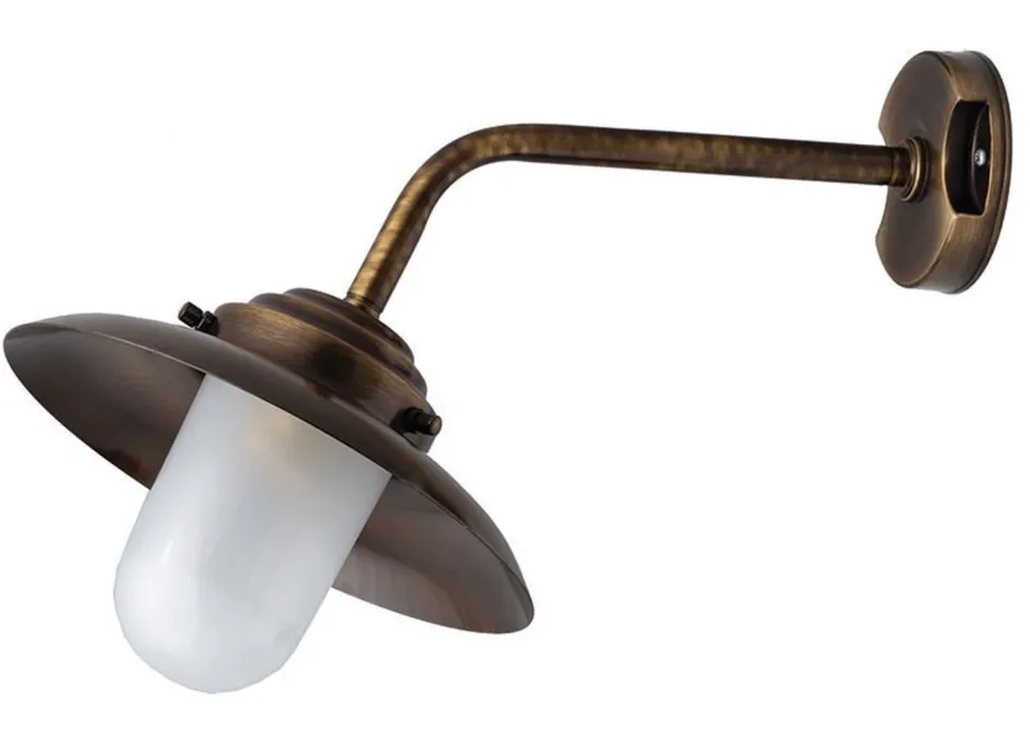 Lido Wandleuchte Außen Glas Messing in antik Haustür< Außenwandleuchten|Rustikale Lampen