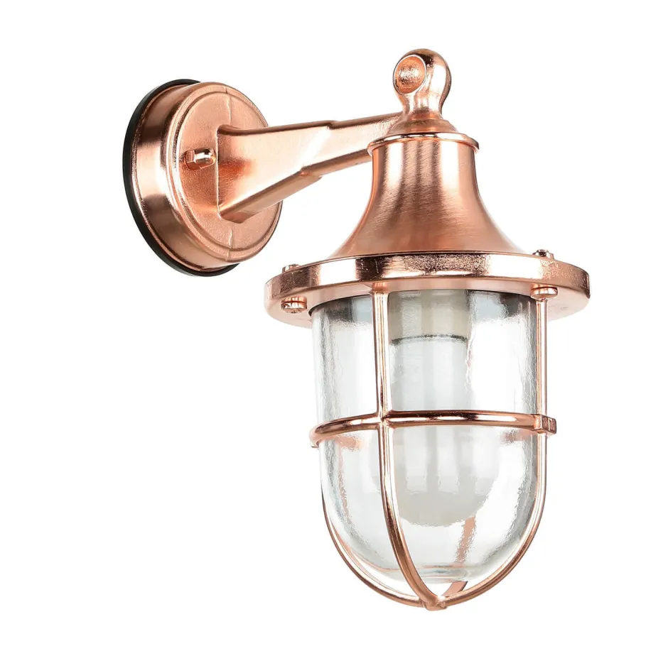 Rustikale Lampen|Metall Lampen*Lido Wandleuchte außen in Kupfer IP64 Messing Maritim SANTORIN