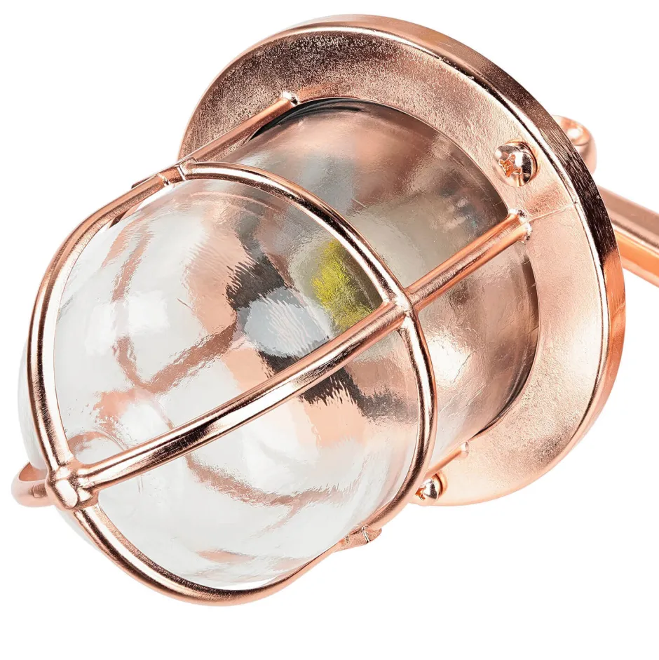 Rustikale Lampen|Metall Lampen*Lido Wandleuchte außen in Kupfer IP64 Messing Maritim SANTORIN