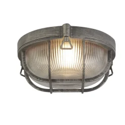 Metall Lampen|Rustikale Lampen*Searchlight Wandleuchte außen in Silber Antik Maritim Ø 26,5 cm IP44