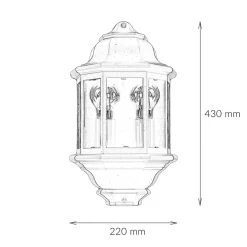 Rustikale Lampen|Maritime Lampen*Easylight Wandleuchte Außen IP44 Glas Alu H: 43 cm 2x E27 Schwarz