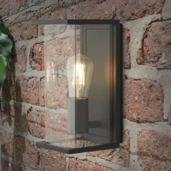 Searchlight Wandleuchte außen IP44 Grau H: 27 cm E27 Aluminium< Metall Lampen|Vintage Lampen