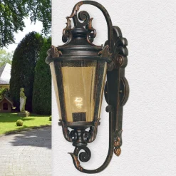 Außenleuchten Antik|Außenwandleuchten*Elstead Wandleuchte Außen Laterne Braun Stahl IP44 Hof