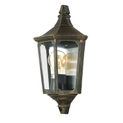 Vintage Lampen|Rustikale Lampen*Elstead Wandleuchte Außen Laterne Goldschwarz Aluminium