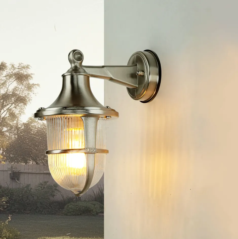 Metall Lampen|Messinglampen*Lido Wandleuchte Außen Maritim IP64 Haustür Echt-Messing
