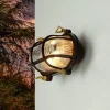 Lido Wandleuchte außen Maritim IP64 Messing Riffelglas E27< Außenwandleuchten|Rustikale Lampen
