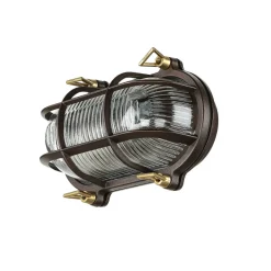 Lido Wandleuchte außen Maritim IP64 Messing Riffelglas E27< Außenwandleuchten|Rustikale Lampen