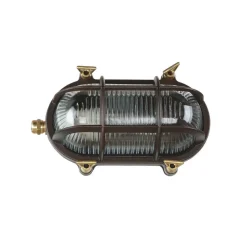 Lido Wandleuchte außen Maritim IP64 Messing Riffelglas E27< Außenwandleuchten|Rustikale Lampen