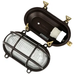 Lido Wandleuchte außen Maritim IP64 Messing Riffelglas E27< Außenwandleuchten|Rustikale Lampen