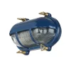 Lido Wandleuchte außen Messing Riffelglas IP64 E27 Blau< Rustikale Lampen|Metall Lampen
