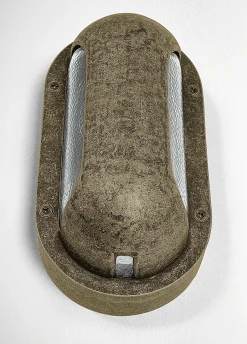 Andromeda Wandleuchte außen Messing Glas H: 23 cm IP64 E27 Maritim< Außenwandleuchten|Feuchtraumleuchten