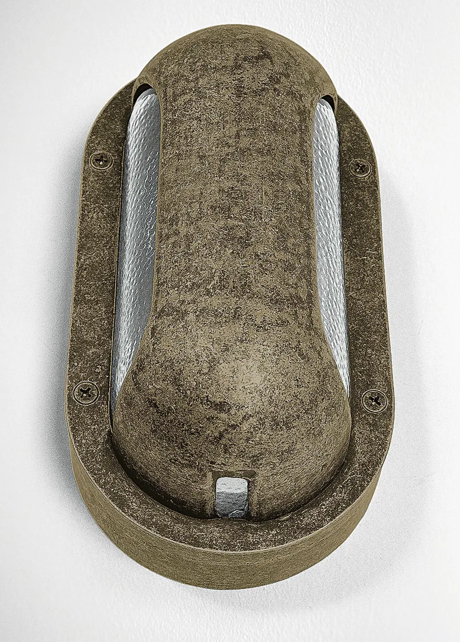 Andromeda Wandleuchte außen Messing Glas H: 23 cm IP64 E27 Maritim< Außenwandleuchten|Feuchtraumleuchten