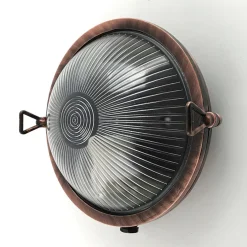 Außenwandleuchten|Rustikale Lampen*Andromeda Wandleuchte außen Messing massiv Glas E27 IP64 rund