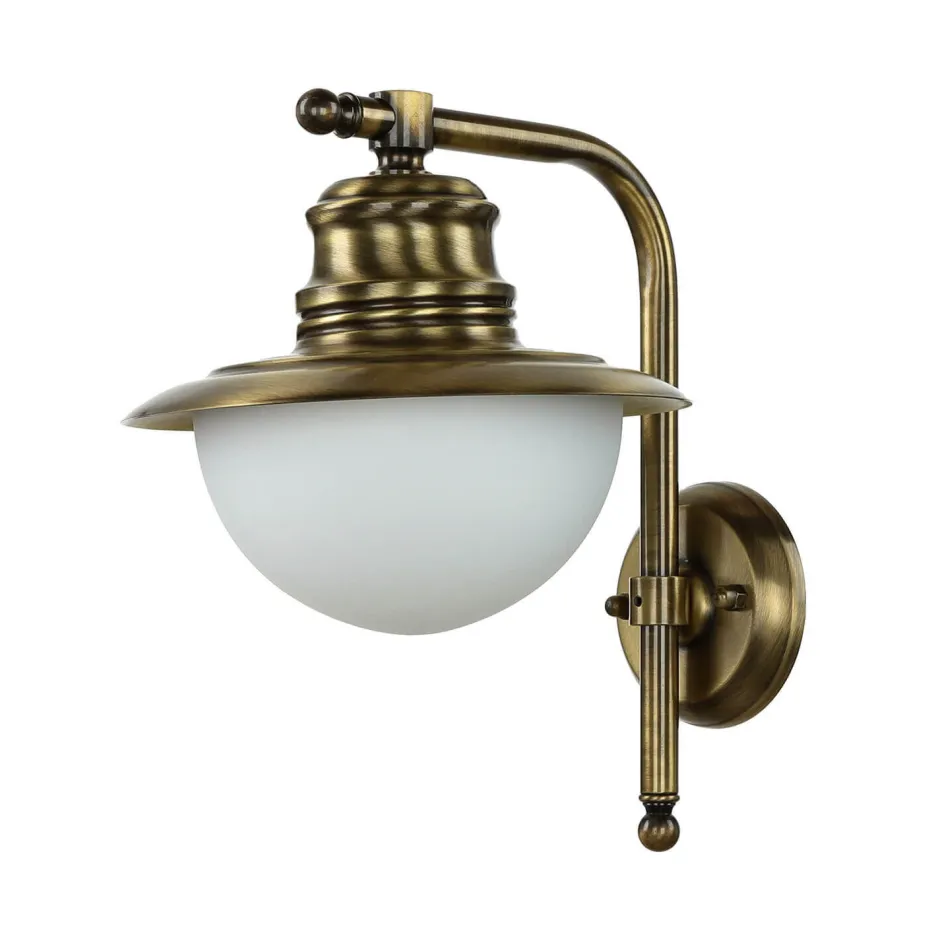 Außenwandleuchten|Rustikale Lampen*Lido Wandleuchte Außen Messing Glas Maritim Balkon Hof