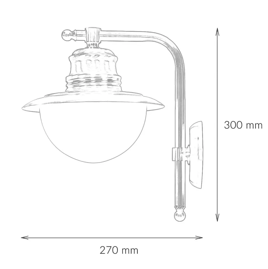 Außenwandleuchten|Rustikale Lampen*Lido Wandleuchte Außen Messing Glas Maritim Balkon Hof