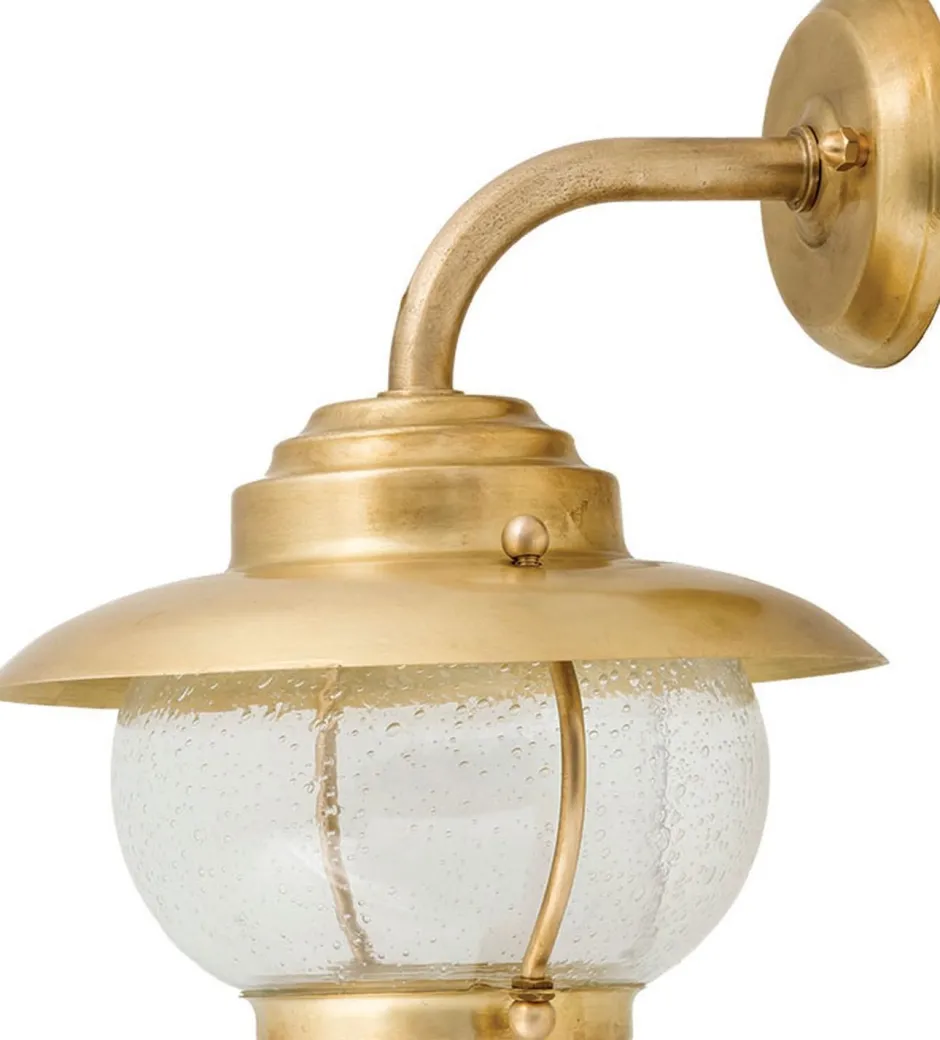 Lido Wandleuchte Außen Messing Glas H:29cm Hof Haus< Außenleuchten Antik|Außenwandleuchten