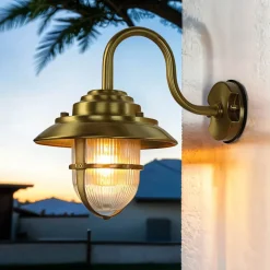 Lido Wandleuchte Außen Messing Maritim IP64 Terrasse Hof< Außenwandleuchten|Rustikale Lampen