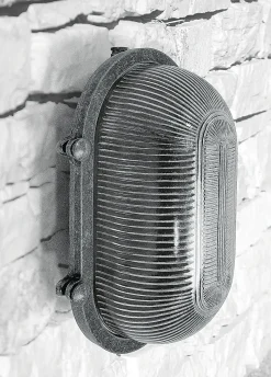 Andromeda Wandleuchte außen Messing massiv Glas 26 cm breit IP64< Außenwandleuchten|Feuchtraumleuchten