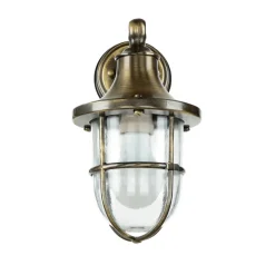 Außenwandleuchten|Rustikale Lampen*Lido Wandleuchte außen Messing massiv Glas IP64 E27 SANTORIN