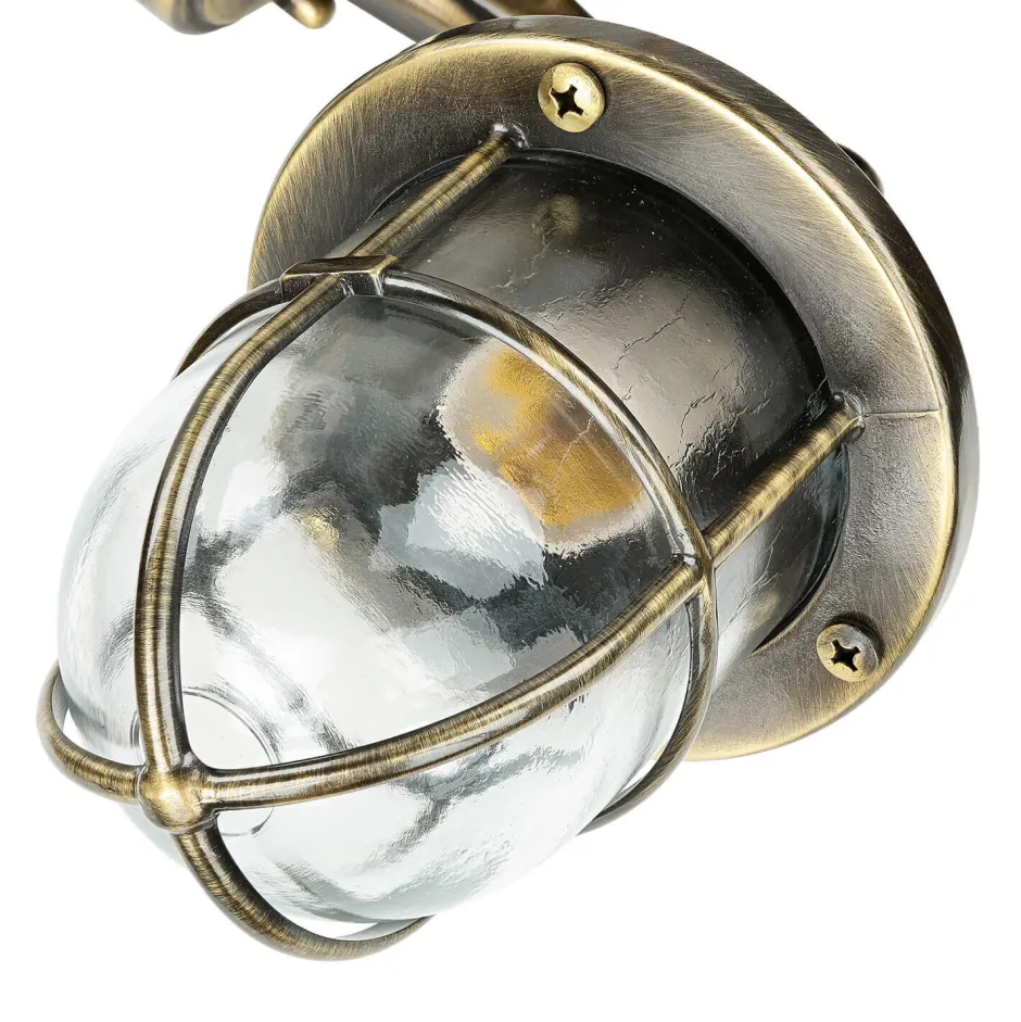 Außenwandleuchten|Rustikale Lampen*Lido Wandleuchte außen Messing massiv Glas IP64 E27 SANTORIN