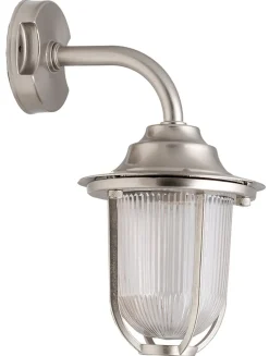 Außenwandleuchten|Rustikale Lampen*Lido Wandleuchte Außen Nickel Echt-Messing IP64 Maritim