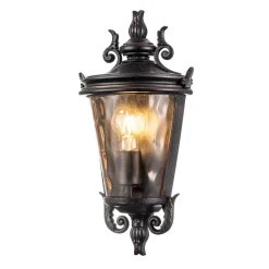 Glaslampen|Metall Lampen*Elstead Wandleuchte außen Rauchglas Aluminium IP44 H: 43,2 cm