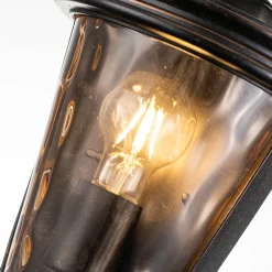 Glaslampen|Metall Lampen*Elstead Wandleuchte außen Rauchglas Aluminium IP44 H: 43,2 cm