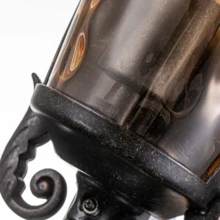 Glaslampen|Metall Lampen*Elstead Wandleuchte außen Rauchglas Aluminium IP44 H: 43,2 cm