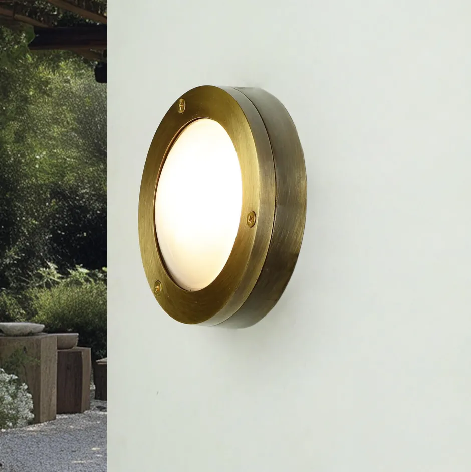 Lido Wandleuchte Außen rostfreies Messing G9 Haus AGIA< Rustikale Lampen|Metall Lampen