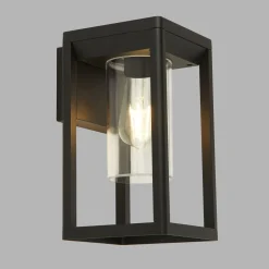 Metall Lampen|Moderne Außenleuchten*Searchlight Wandleuchte außen Schwarz matt Klar IP44 H: 27 cm