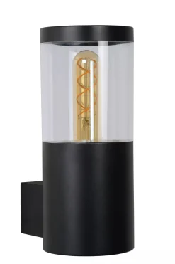 Außenwandleuchten|Metall Lampen* Wandleuchte Außen Stahl Schwarz IP44 H:23 cm E27 Balkon