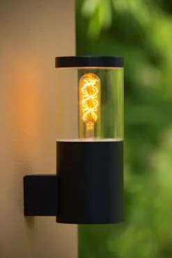 Außenwandleuchten|Metall Lampen* Wandleuchte Außen Stahl Schwarz IP44 H:23 cm E27 Balkon