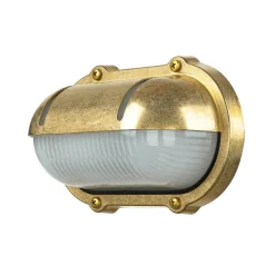 Lido Wandleuchte Außen Terrasse Messing oval Maritim< Metall Lampen|Messinglampen