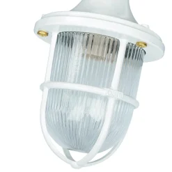 Rustikale Lampen|Metall Lampen*Lido Wandleuchte außen Weiß IP64 E27 Glas Messing massiv