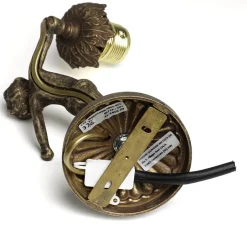 Giovanni Battista Wandleuchte aus Echt-Messing Antik Bronze Putti< Wandleuchten|Esszimmer Lampen