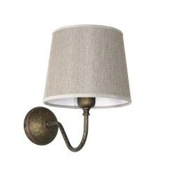 Wandleuchten|Esszimmer Lampen*Giovanni Battista Wandleuchte aus Echt-Messing mit Stoffschirm Beige