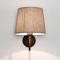 Wandleuchten|Esszimmer Lampen*Giovanni Battista Wandleuchte aus Echt-Messing mit Stoffschirm Beige