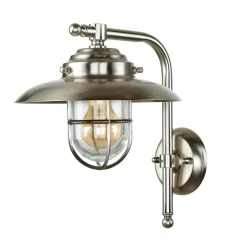 Rustikale Lampen|Metall Lampen*Lido Wandleuchte aus Messing IP43 Maritim in Nickel