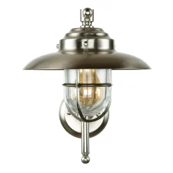 Rustikale Lampen|Metall Lampen*Lido Wandleuchte aus Messing IP43 Maritim in Nickel