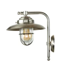 Rustikale Lampen|Metall Lampen*Lido Wandleuchte aus Messing IP43 Maritim in Nickel