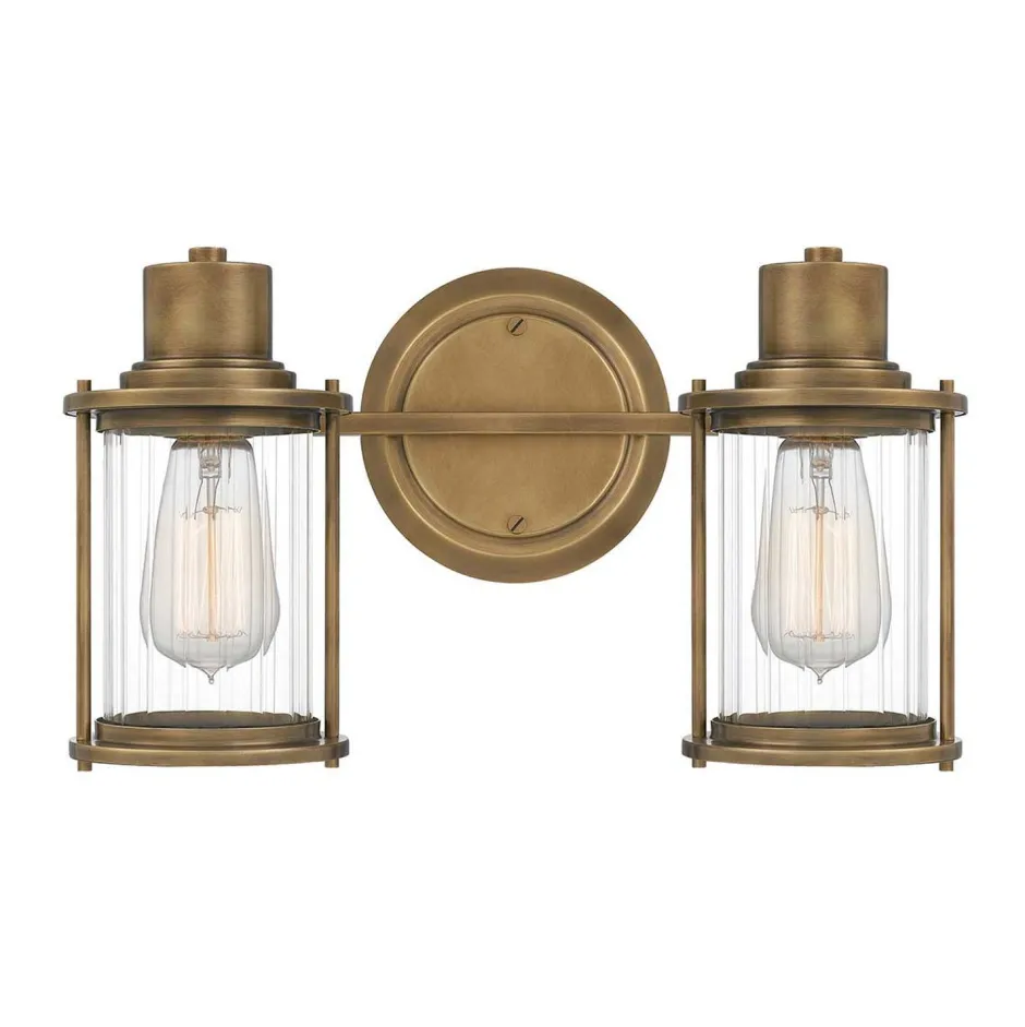 Elstead Wandleuchte Bad Vintage IP44 B: 38,1 cm Metall Glas 2x E27< Wandleuchten|Badezimmer Lampe