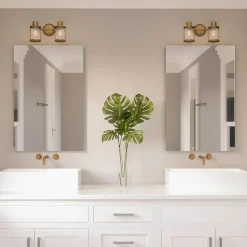 Elstead Wandleuchte Bad Vintage IP44 B: 38,1 cm Metall Glas 2x E27< Wandleuchten|Badezimmer Lampe