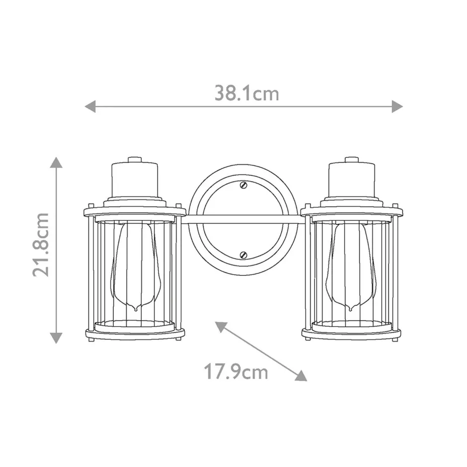 Elstead Wandleuchte Bad Vintage IP44 B: 38,1 cm Metall Glas 2x E27< Wandleuchten|Badezimmer Lampe