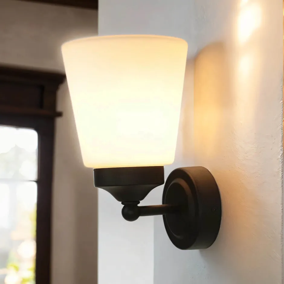 Glaslampen|Feuchtraumleuchten*Nowodvorski Wandleuchte Badezimmer Weiß Schwarz Metall IP44