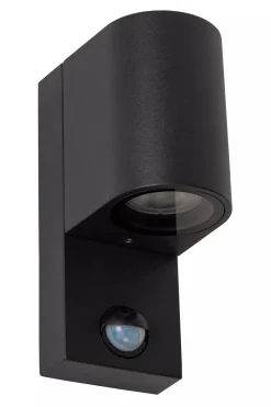 Wandleuchte Bewegungsmelder Aluminium Schwarz IP65 GU10< Außenwandleuchten|Fassadenstrahler