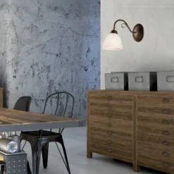 Wandleuchten|Küchenlampen*Lamkur Wandleuchte Braun Glas Metall Rustikal LIRLIN