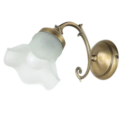 Wandleuchten|Esszimmer Lampen*Giovanni Battista Wandleuchte Bronze hell E14 Echt-Messing Glas