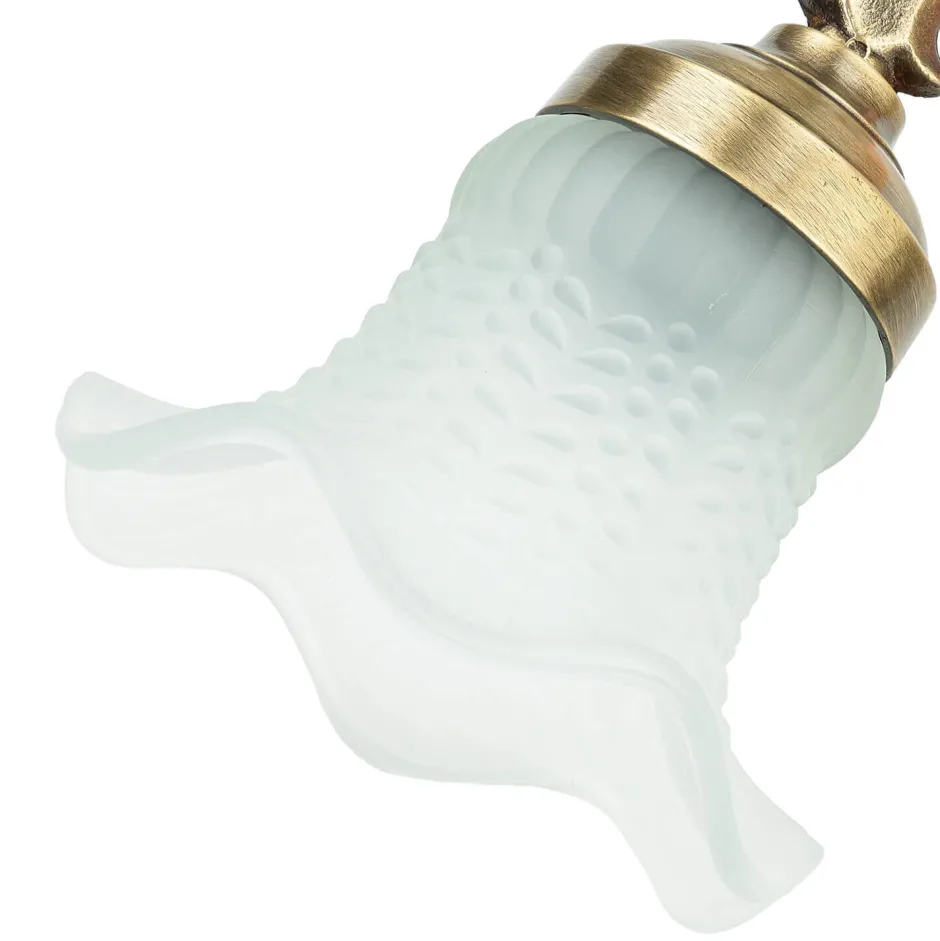 Wandleuchten|Esszimmer Lampen*Giovanni Battista Wandleuchte Bronze hell E14 Echt-Messing Glas