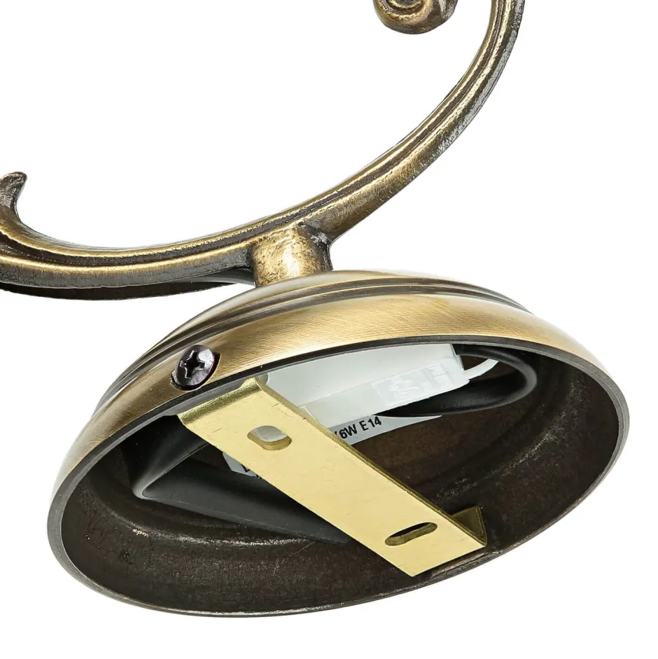 Wandleuchten|Esszimmer Lampen*Giovanni Battista Wandleuchte Bronze hell E14 Echt-Messing Glas
