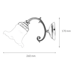 Wandleuchten|Esszimmer Lampen*Giovanni Battista Wandleuchte Bronze hell E14 Echt-Messing Glas